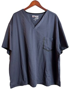 NEW Grey's Anatomy Men's V Neck Steel Grey 3 Pocket V Neck Scrub Top Size 3XL